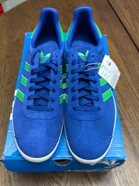 Adidas Gazelle Athletic Sneakers Shoes Blue Green White JH5389 Men's Size 12